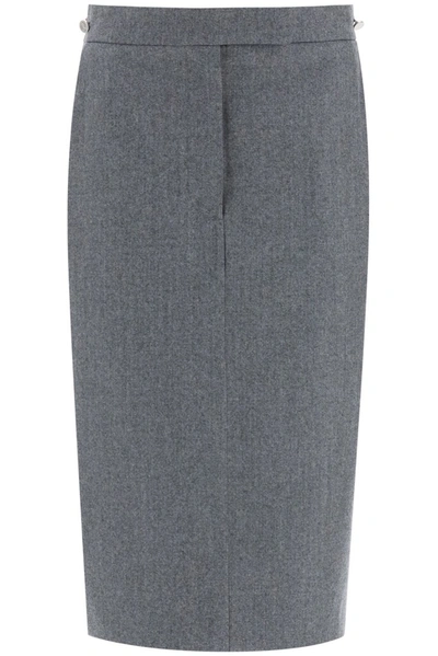 Thom Browne Pencil Skirt In Wool Flannel In Grey