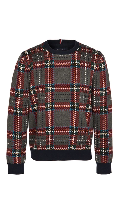 Tommy Hilfiger Collins Plaid Crew Sweater In Sky Captain/multi
