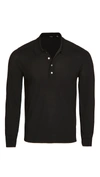 Theory Long-sleeve Heathered Polo Shirt In Black