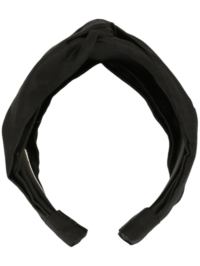 Jennifer Behr Twist Silk-satin Headband In Black
