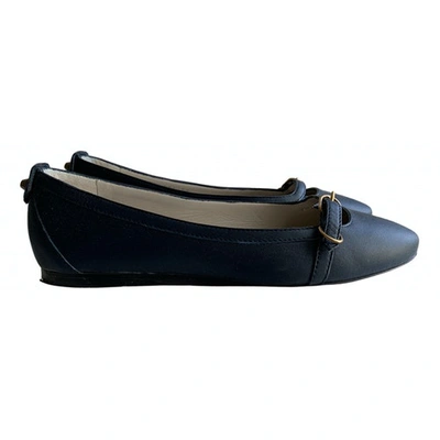 Pre-owned Balenciaga Leather Ballet Flats In Blue
