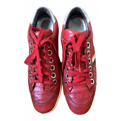 Pre-owned Dolce & Gabbana Leather Low Trainers In Red
