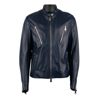 Pre-owned Dolce & Gabbana Leather Jacket In Blue