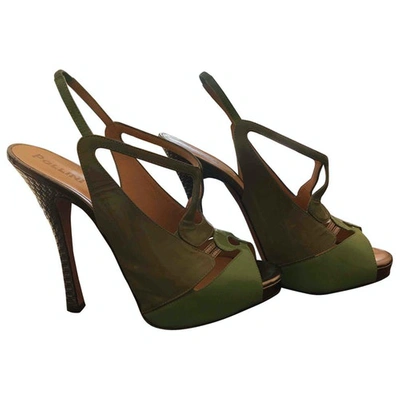 Pre-owned Pollini Patent Leather Sandal In Green