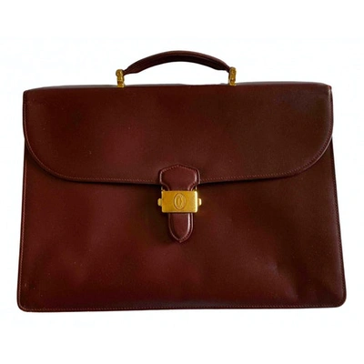 Pre-owned Cartier Leather Satchel In Burgundy