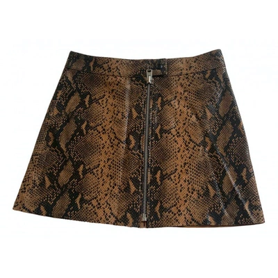 Pre-owned Allsaints Leather Mini Skirt In Brown