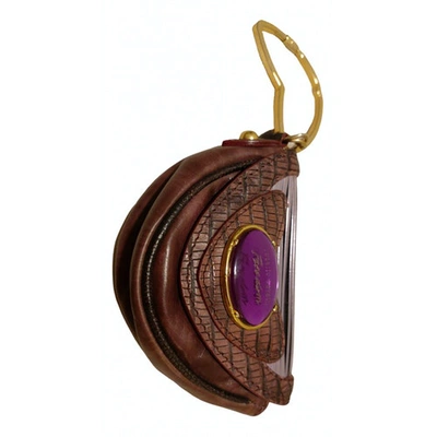 Pre-owned Roberto Cavalli Leather Key Ring In Purple