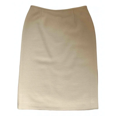 Pre-owned Ferragamo Wool Mid-length Skirt In Ecru