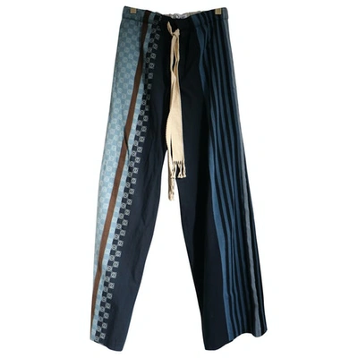 Pre-owned Loewe Blue Cotton Trousers