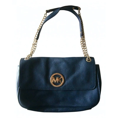 Pre-owned Michael Kors Vivianne Leather Handbag In Navy