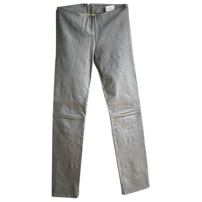 Pre-owned Jitrois Leather Slim Pants In Metallic