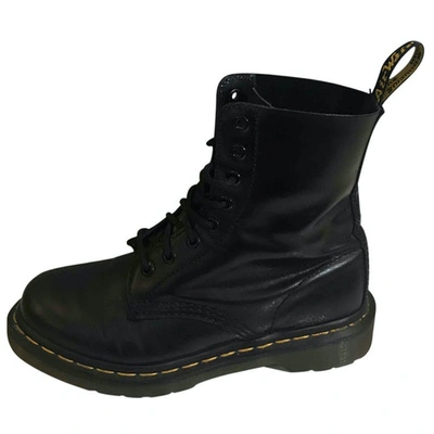 Pre-owned Dr. Martens' 1460 Pascal (8 Eye) Leather Biker Boots In Black