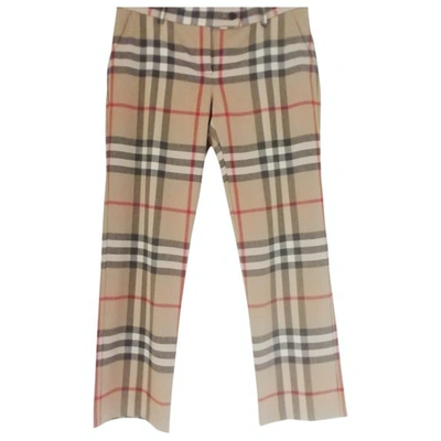 Pre-owned Burberry Wool Straight Pants In Multicolour