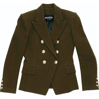 Pre-owned Balmain Green Wool Jacket