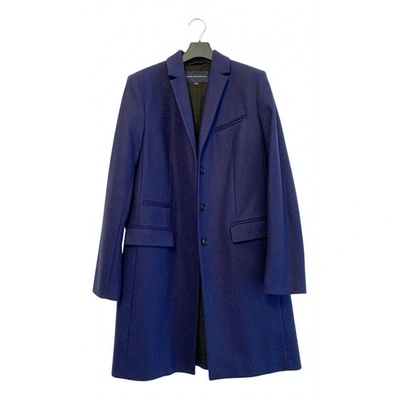 Pre-owned French Connection Wool Coat In Navy