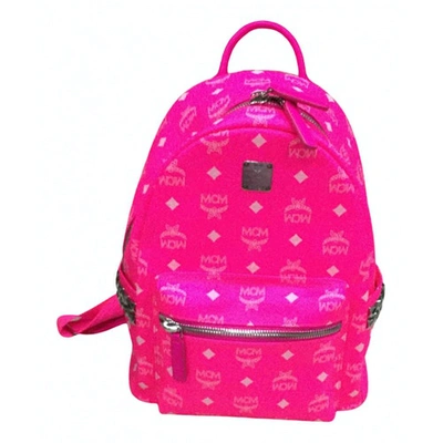 Pre-owned Mcm Stark Pink Leather Backpack