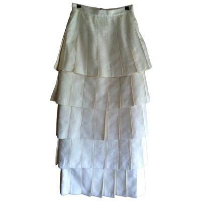 Pre-owned Thom Browne White Linen Skirt