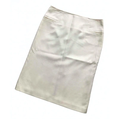 Pre-owned Set Wool Mid-length Skirt In Ecru