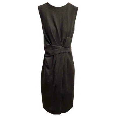 Pre-owned Ferragamo Wool Mid-length Dress In Grey