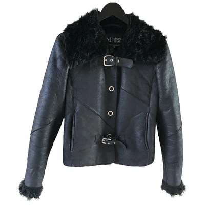 Pre-owned Armani Jeans Faux Fur Jacket In Black