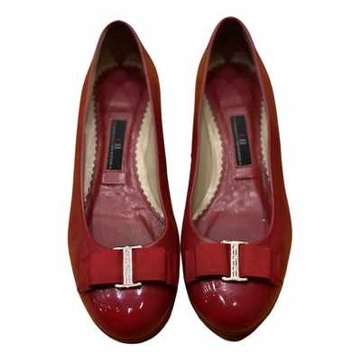 Pre-owned Carolina Herrera Red Leather Ballet Flats