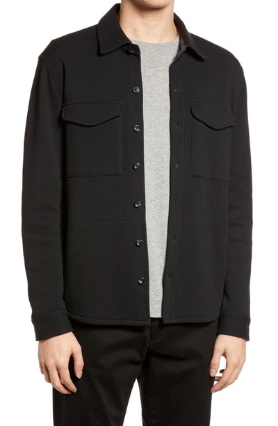 Vince Button-up Shirt Jacket In Black/ Medium Heather Grey