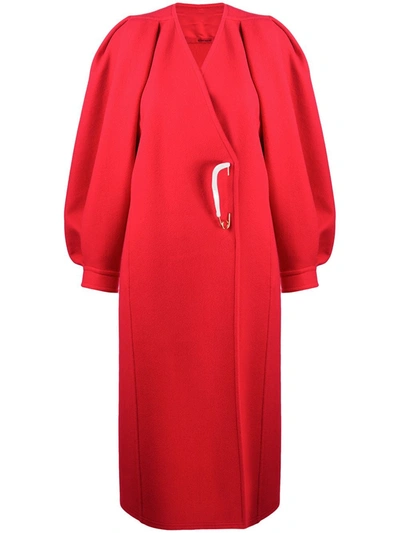 Givenchy V-neck Midi Coat In Red