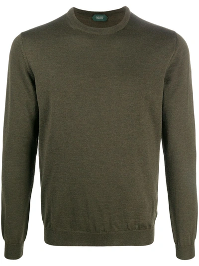 Zanone Long-sleeved Ribbed-knit Edge Jumper In Green