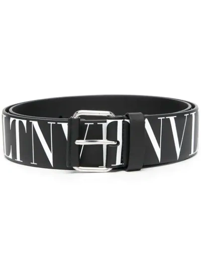 Valentino Garavani Vltn-print Belt In Black