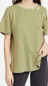 Free People Rubi Ripped Pocket T-shirt In Bleached Military