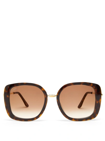 Cartier Trinity Oversized Square Acetate Sunglasses In Brown
