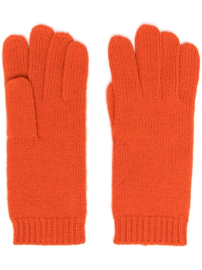 Aspesi Ribbed-knit Edge Gloves In Orange