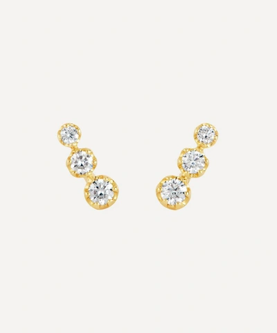 Dinny Hall 14ct Gold Elyhara Diamond Trio Stud Earrings