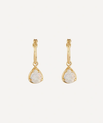 Dinny Hall 14ct Gold Moonstone Drop Hoop Earrings