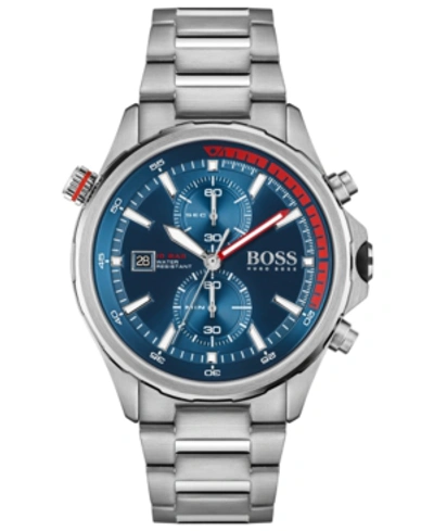 Hugo Boss Globetrotter Chronograph Bracelet Watch, 46mm In Blue