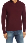 Schott Waffle Knit Thermal Wool Blend Pullover In Burgundy