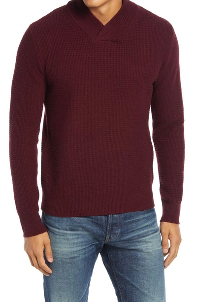 Schott Waffle Knit Thermal Wool Blend Pullover In Burgundy