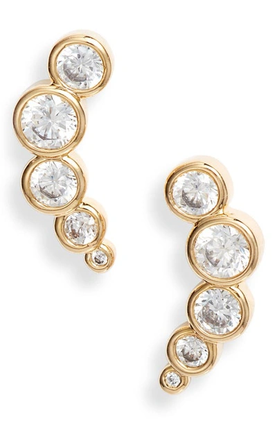 Nordstrom Cubic Zirconia Climber Earrings In Clear- Gold