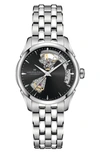 Hamilton Jazzmaster Open Heart Bracelet Watch, 36mm In Black/silver