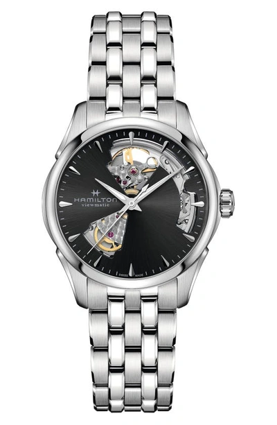 Hamilton Jazzmaster Open Heart Bracelet Watch, 36mm In Black/silver