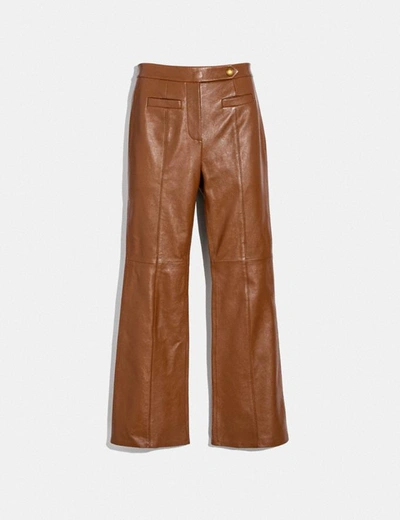 Coach Leather Flare Trousers - Women's In Brindle