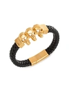 Eye Candy La Thomas Skull Goldtone & Leather Bracelet