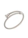 Eye Candy La Leo Silvertone Titanium Cable Spike Cuff Bracelet