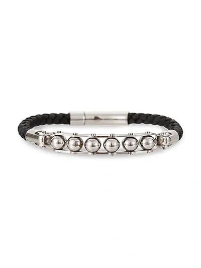 Eye Candy La Andrew Silvertone & Leather Beaded Bracelet