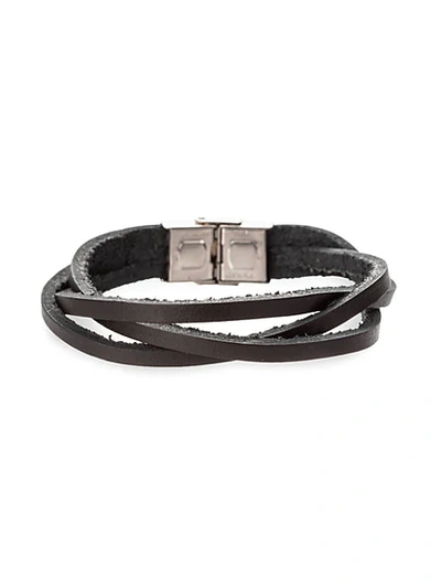 Eye Candy La Luke Titanium & Faux Leather Strand Bracelet