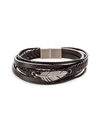 Eye Candy La Jayden Titanium & Faux Leather Feather Charm Bracelet