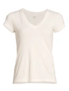 L Agence Women's Becca V-neck Cotton Tee In Ivory