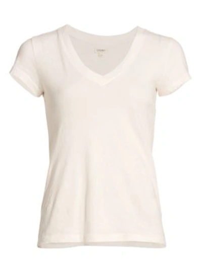 L Agence Women's Becca V-neck Cotton Tee In Ivory