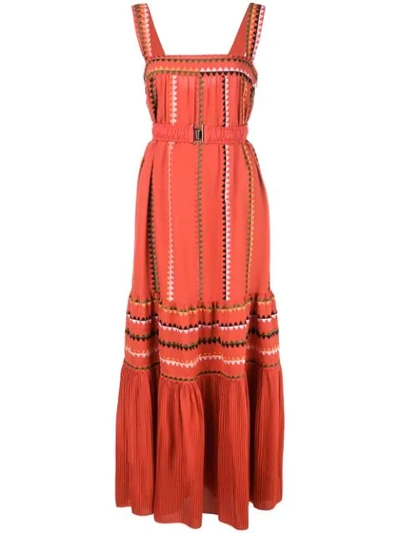 Derek Lam Embroidered Sleeveless Dress In Orange