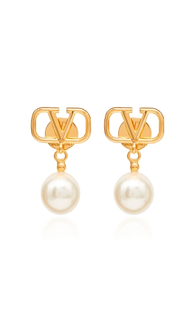 Valentino Garavani Garavani Vlogo Pearl-embellished Gold-plated Earrings